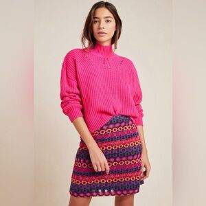 Hutch Pink and Purple Embroidered Ellen Mini Skirt